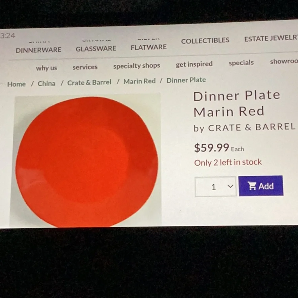Crate & Barrel REALLY RED RETIRED EPLC 10 1/2”